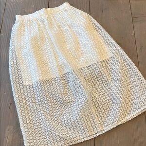 Topshop White Textured Midi Skirt